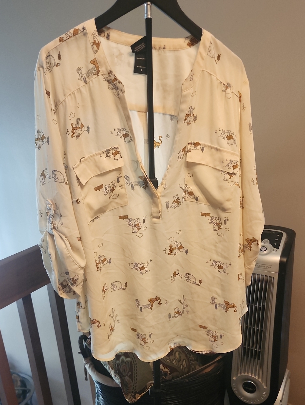 Disney Cream Printed Women's Blouse with Winnie The Pooh  Motif From Torrid